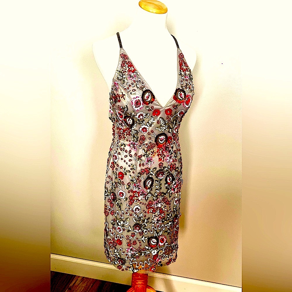 Primavera beaded sequined mini dress.  Beautiful!  Tag size 6, fits like a 4.